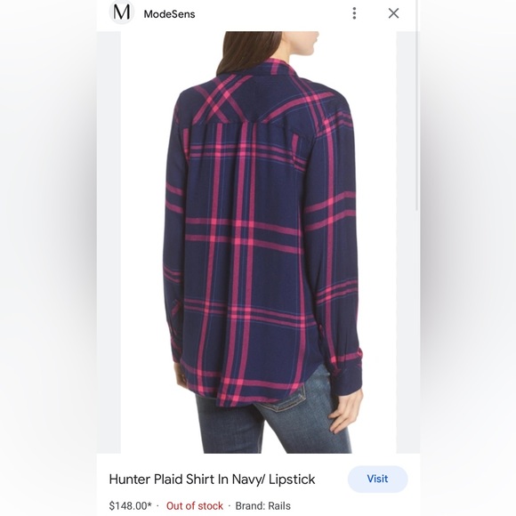 Rails Hunter button down in navy & lipstick size small - Picture 2 of 8